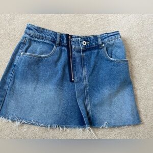 layered mini jean skirt